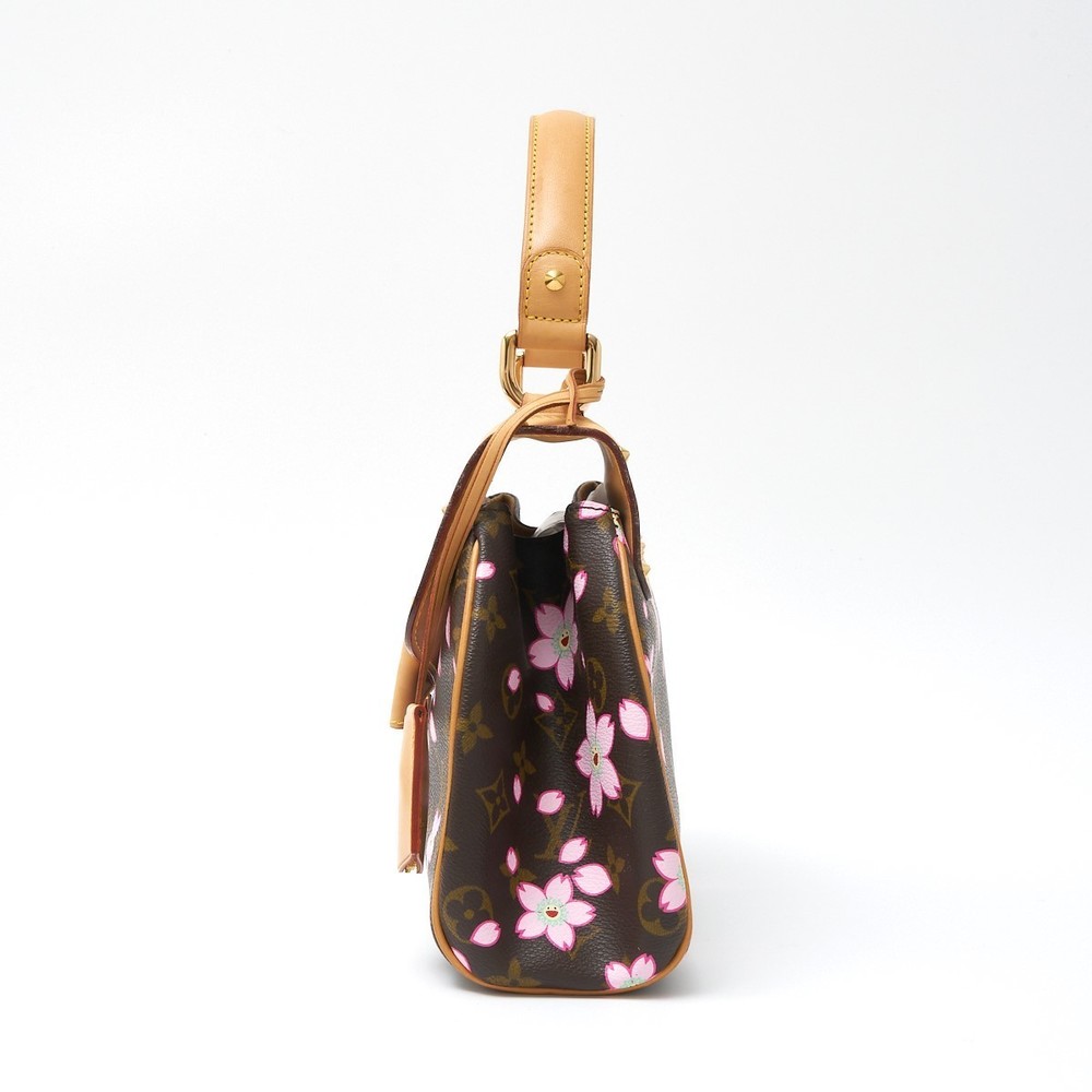 Louis Vuitton Brown Cherry Sac Pink Handbag Blossom Leather Monogram Retro